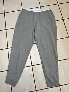 CK ONE CALVIN KLEIN SLEEPWEAR Heather Gray Cotton Knit Jogger Lounge Pants Sz L - Picture 1 of 7