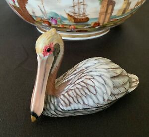 Vintage Hand Carved Painted Wooden Pelican Bird 2 3/4H…