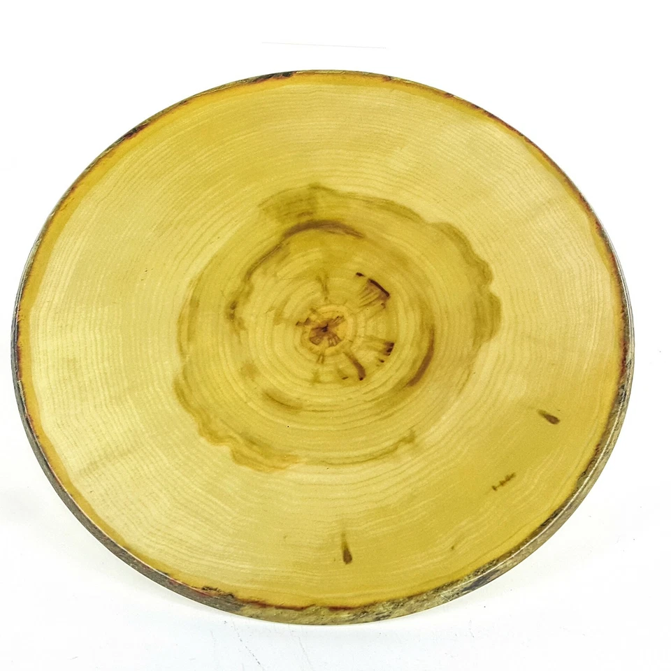 American Metal Craft Melamine 13.5" Round Faux Rustic Wood Serving Platter NEW - Image 1 of 4