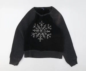 Gap Girls Black Snowflake Pullover Sweatshirt 10 Years - Picture 1 of 12