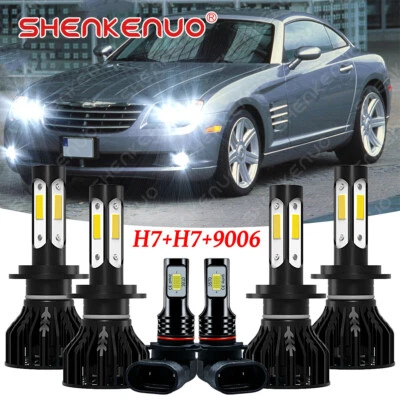 Kit de 6 lâmpadas para faróis de LED luz de neblina feixe alto/baixo Chrysler Crossfire 2004-2008 - Imagem 1 de 4