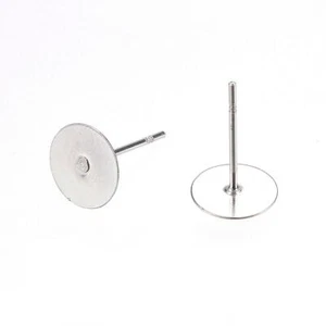 20x Ohrstecker 12x8mm mit Gummistopper Rohlinge Ohrringe Edelstahl Klebeplatte - Bild 1 von 3