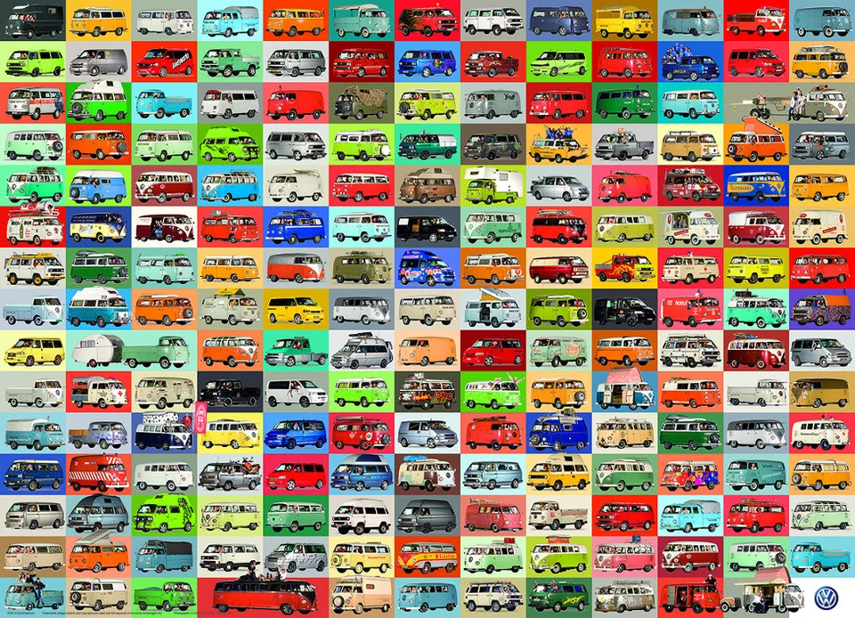 Eurographics The Volkswagon Groovy Bus Collage  2000 Piece Jigsaw Puzzle - Image 1 of 1