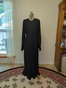 Vintage 1930s Black Silk Crepe Long Evening Gown - Picture 1 of 23