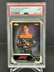 2023 Topps Chrome F1 Oscar Piastri RC Rookie Refractor Portrait #40 PSA 9 Mint - Picture 1 of 2