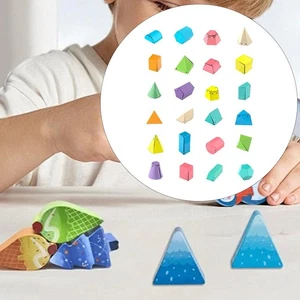 24 Pieces Geometric Shapes 3D Shapes for Home School Supply Kindergarten - Picture 1 of 4