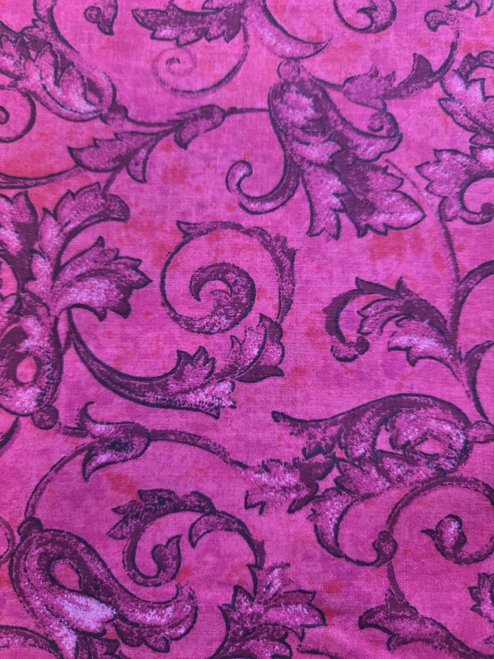 Jinny Beyer RJR Fabric Windermere Pink Floral Scroll 76" x 43" Cotton Quilting - Image 1 of 3