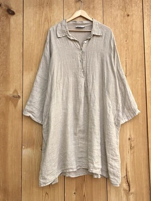 Vestido túnica DNY de lino tostado Sally talla XL Foto 1 de 4