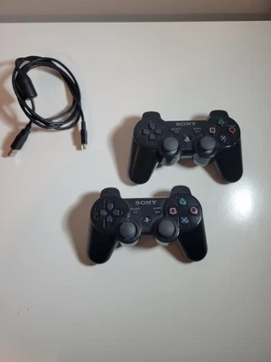 2x Sony PlayStation 3 PS3 Wireless DualShock Sixaxis Controller CECHZC2E - Image 1 of 4