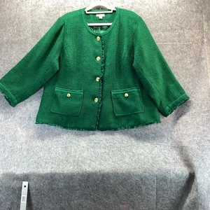 Joan River Vtg bold Green tweed blazer women sz 24w W/Theater Costume play - Picture 1 of 15