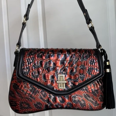 Brahmin Nerida Shoulder Bag Red Leopardess Melbourne Leather with Suede Tassel - Image 1 of 4