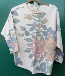 Suéter suave para mujer Sioni talla LG 3/4 mangas patrón floral RN#163742 - Imagen 1 de 5