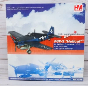 Hobby Master HA1108, F6F-3 Hellcat Blanco 9 VF-1 EE. UU. Yorktown, Moseley Escala 1/72 - Imagen 1 de 10