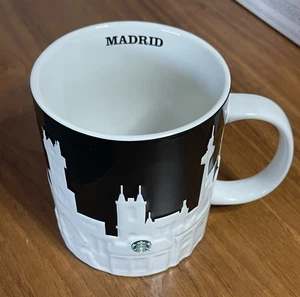 Starbucks Embossed 16oz City Mug Cup Relief Series MADRID SPAIN 1967-2017 Bear - Picture 1 of 9