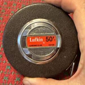 Cinta métrica de acero Lufkin 50’ vintage EE. UU. 🇺🇸 revestida de cromo excelente - Imagen 1 de 13