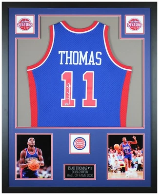 Camiseta Isiah Thomas Autografiada y Enmarcada Detroit Pistons Auto Fanatics Certificado de Autenticidad Foto 1 de 4
