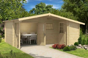 34mm 2-Raum-Gartenhaus ISO 530x450 cm Gerätehaus Schuppen Holzhaus Holzhütte - Bild 1 von 5