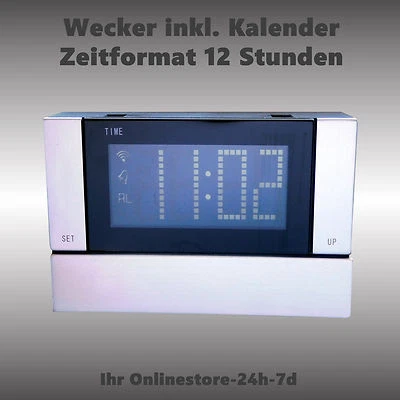 DESIGN UHR WECKER DIGITAL KALENDER REISEWECKER TISCHUHR 12 STUNDEN ANZEIGE NEU - Bild 1 von 2