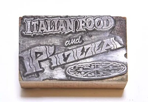 BLOCCO STAMPANTI TIPOGRAFICHE VINTAGE PUBBLICITÀ CIBO E PIZZA ITALIANA - Foto 1 di 5