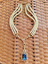 Heidi Daus Crystal  Sapphire and Pearl like Necklace