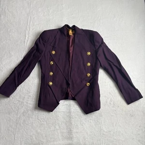Classiques Entier Jacket Womens XSP Purple Double Breasted Crown Gold Button * - Picture 1 of 9