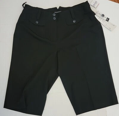 Larry Levine Shorts Women's Size 18W Black Chino Bermuda Mid Rise Stretch NWT  - Image 1 of 4