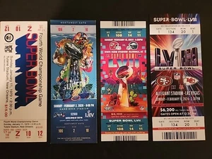 K.C. CHIEFS REPLICA SUPER BOWL Ticket set IV, LIV, LVII, LVIII Winning Years - Picture 1 of 6