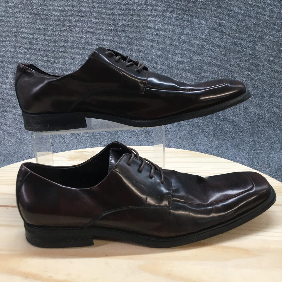 Kenneth Cole Reaction Zapatos Para Hombres 12 Slater Oxord Marrón Imitación Cuero Puntera Cuadrada Foto 1 de 4