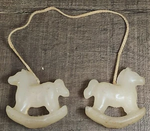 Pair of Mini 1½" Tall Rocking Horse Candles Still Connected By The Wick - Picture 1 of 7
