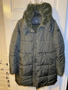 Sam Edelman Down Parka Jacket Faux Fur Hooded Coat Womens Size Green, Xl - Imagen 1 de 3