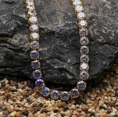 55Ct Round Cut VVS1/D Diamond Men's Hip Hop Necklace Chain 14k White Gold Finish - Image 1 of 3