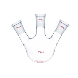 250ml 24/40 Round Bottom Glass Flask 3-Neck Lab Chemistry Vessel Three Necks - Picture 1 of 1