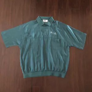 Fila mens large Teal silky Polyester button down Top - Picture 1 of 8
