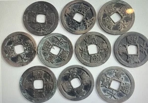 1700-1869 10 Random Historical Japanese Mon Coins. Base Unit of Feudal Japan  - Picture 1 of 3