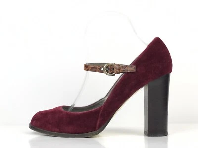 Juicy Couture красный замши Мэри Джейн платформе Y2K блок каблуки винтажный 90-х Италии размер 8 - Изображение 1 из 4