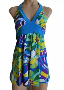 Size S Blue Yellow Purple White Green Halter Neck Tunic Top BNWOT Fit Sz 6 - Picture 1 of 5