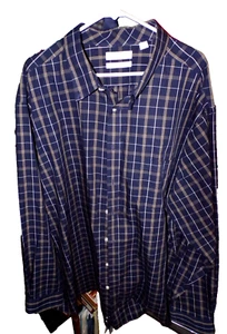 Neu Roundtree & Yorke Hemd 4XT Langarm Button Down Gold Label blau kariert MR - Bild 1 von 5