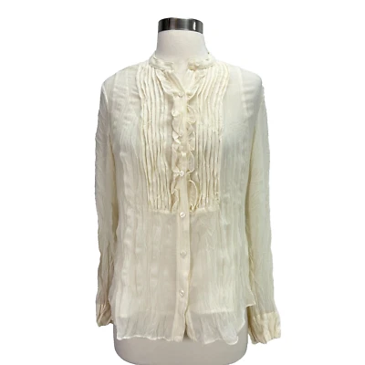 Tapemeasure Nuevo con Etiquetas Boho Top Combo Mujer Talla 4 Marfil Arrugado Esmoquin Oficina Foto 1 de 4