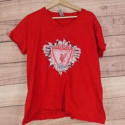 Camiseta gráfica Liverpool FC feminina 2XL vermelha Premier League futebol gola V - Imagem 1 de 4