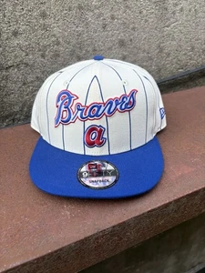New Era Atlanta Braves Throwback Pinstripe 9FIFTY Snapback Hat Cap New - Picture 1 of 6