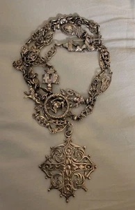 Vintage Coppini Silber Kreuz Anhänger, Halskette Italien Stadt Staaten, 36" lange Kette  - Bild 1 von 17