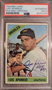 Luis Aparicio Signed 1966 Topps Trading Card Auto PSA/DNA Orioles HOF Inscribed - Picture 1 of 1