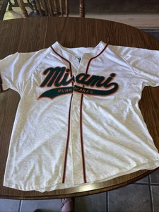 Vintage Starter Miami Hurricanes Baseball Jersey Size XL Embordered Patches - Picture 1 of 8