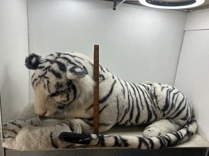 WMW Weißer Schneetiger weiches Kuscheltier Plüschtier 32 Zoll lang liegend Vintage Plüsch - Bild 1 von 18