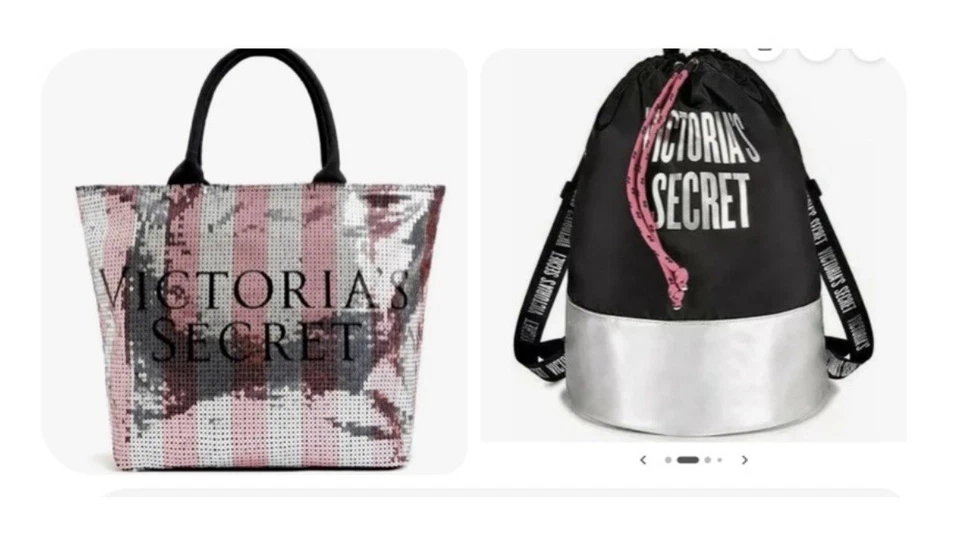 Распродажа Черной пятницы! Victoria's Secret большой в полоску сумка с короткими ручками и стильный рюкзак новый с Ярлыками - Изображение 1 из 4