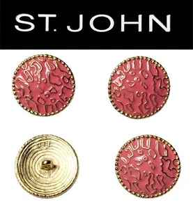 St John Knits (0.6 Inch) Gold Tone & Pink Enamel Abstract Replacement Buttons - Picture 1 of 1