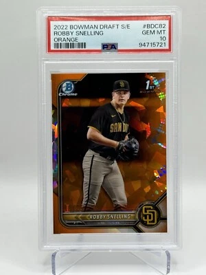 2022 Bowman Draft Sapphire Orange /25 Robby Snelling - Padres - PSA 10 - Pop 3 - Image 1 of 3
