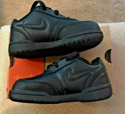 Nike Sneakers Black Leather New Retro Low Lace Little Boys Size 7 1/2 M - Image 1 of 4