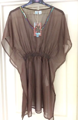 HERMOSA FUNDA DE PLAYA SORBETE CAFTÁN LENTEJUELAS SEDOSAS TALLA ÚNICA NUEVA CON ETIQUETAS Foto 1 de 4