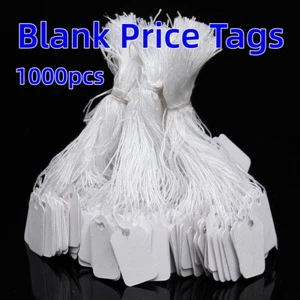 1000Pcs Blank White Merchandise Price Tags w/ String Retail Strung Jewelry Label - Picture 1 of 7